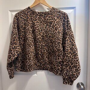NWT GAP VintageSoft Wedge Crewneck Sweatshirt Leopard